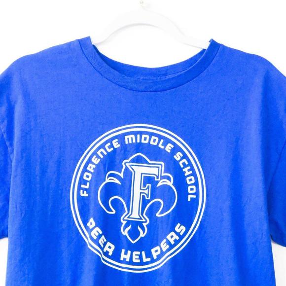 Florence Middle School Peer Helpers Mens Blue T-Shirt Short Sleeve Size L - Picture 3 of 4